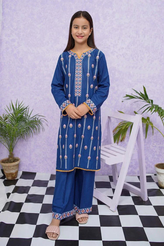 Picture of Modest - Girls Cotton Embroidered - 2 Piece Suit - 8495 - Available at Raja Sahib