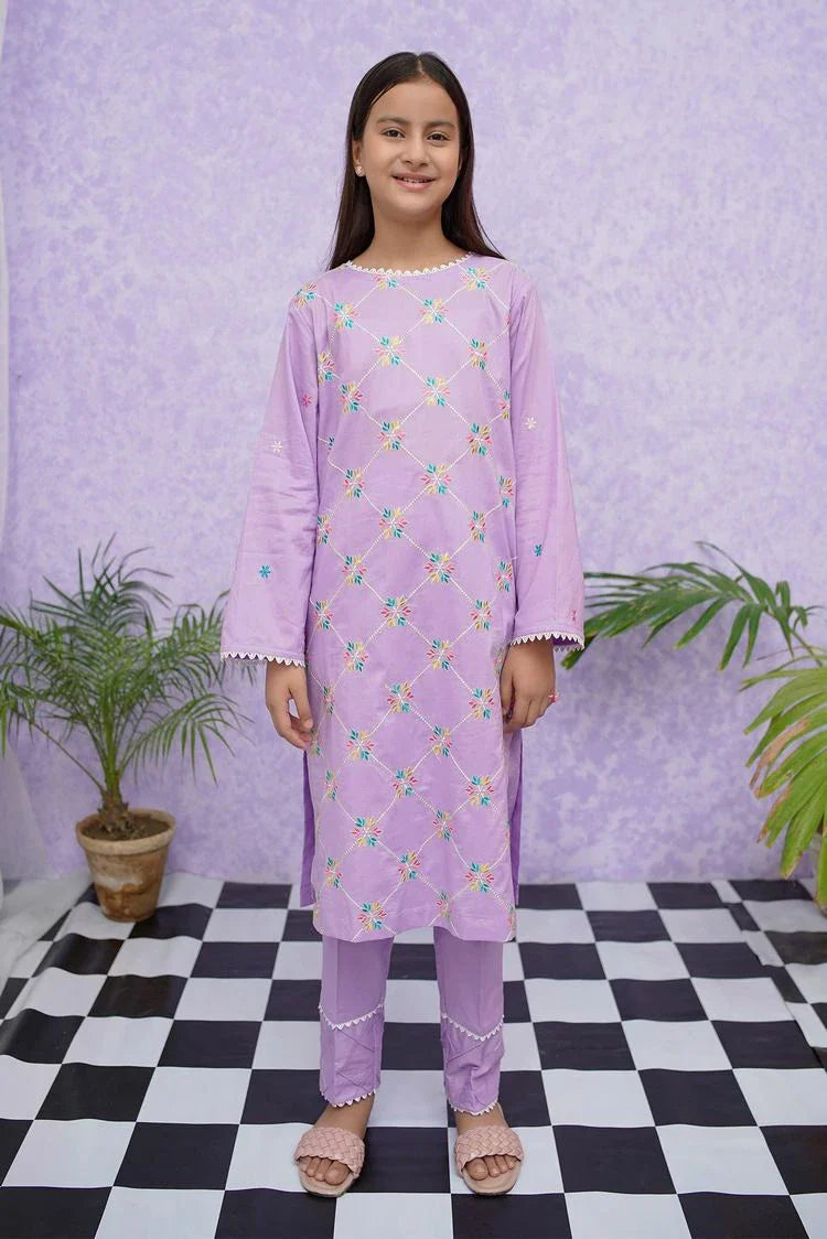 Picture of Modest - Girls Cotton Embroidered - 2 Piece Suit - 8535 - Available at Raja Sahib