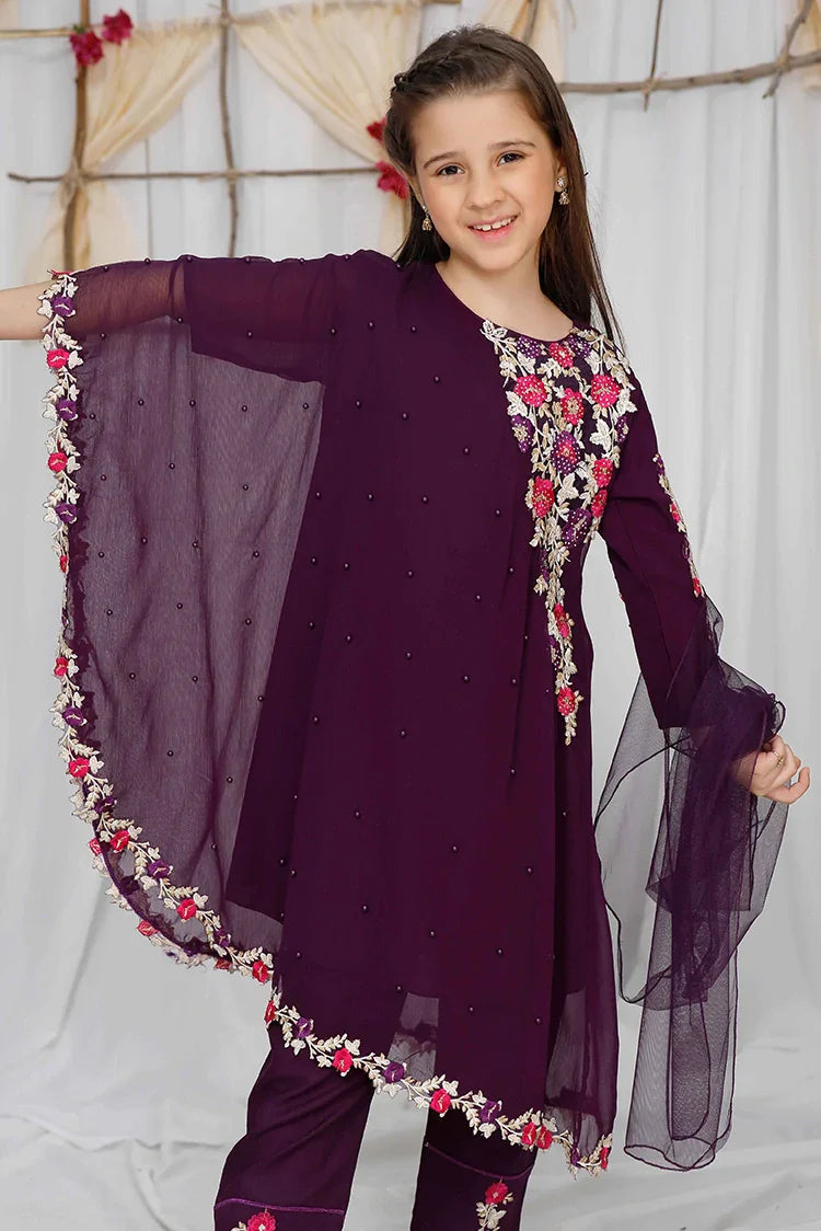 Picture of Pearl Cape Shirt Kids - Purple - Available at Raja Sahib