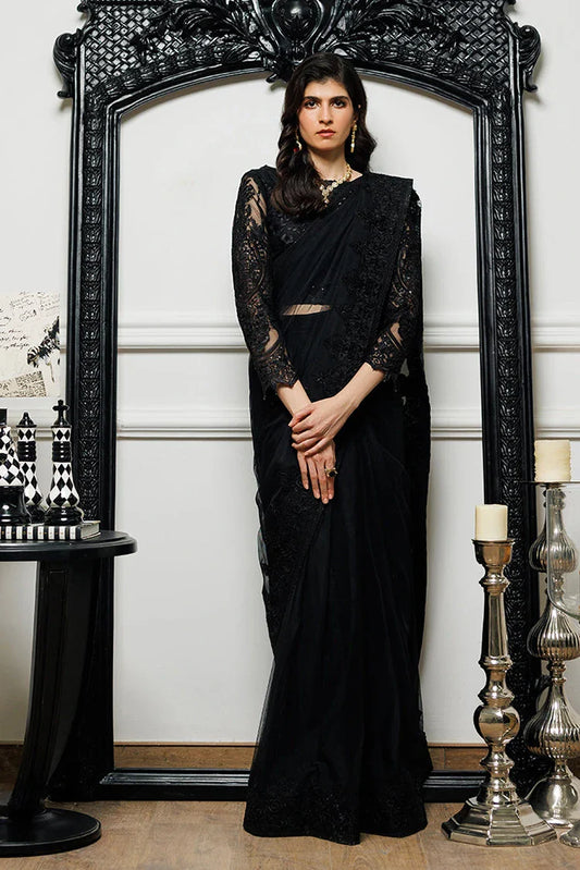 Picture of Threads & Motifs - Net Embroidered Saree - Available at Raja Sahib