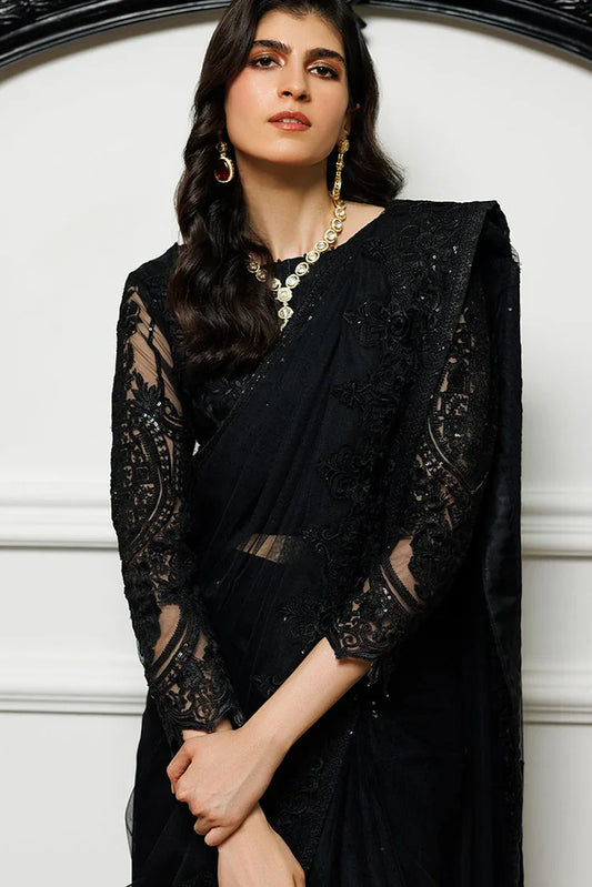 Picture of Threads & Motifs - Net Embroidered Saree - Available at Raja Sahib