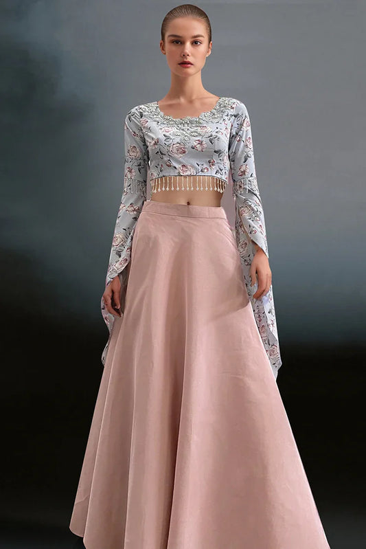 Picture of Threads & Motifs - Embroidered Blouse With Skirt - Available at Raja Sahib