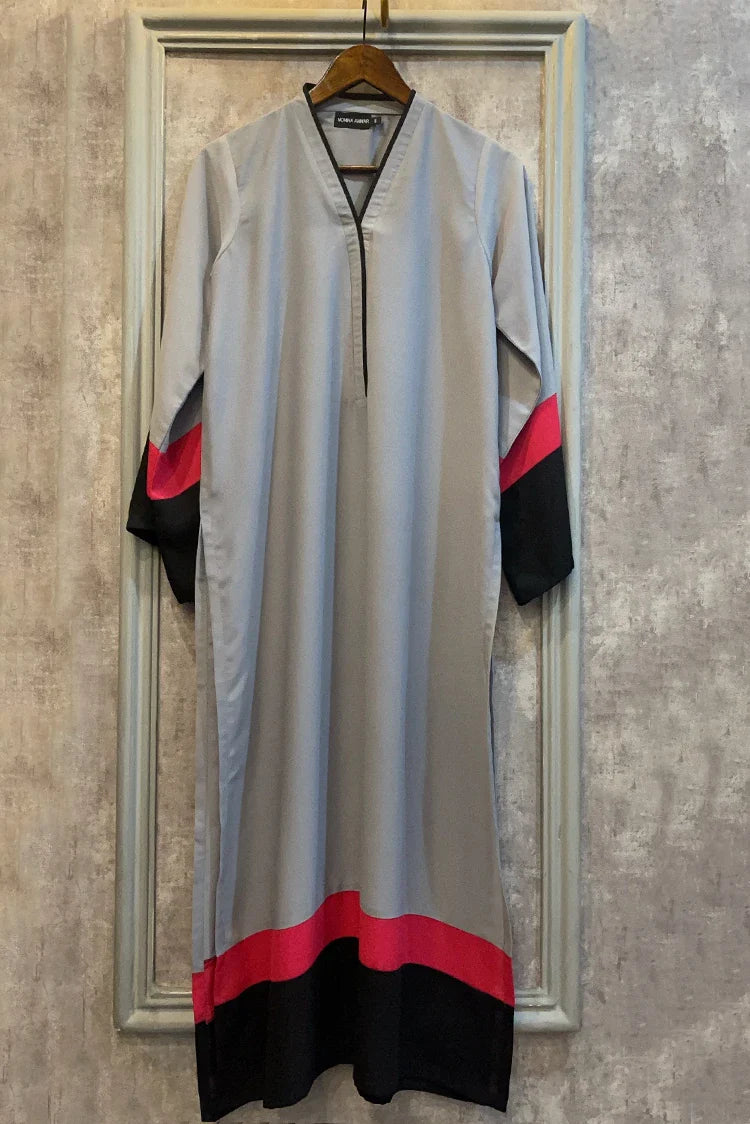 Picture of Manahils - Grey Red Shirt - 1 Pc - Available at Raja Sahib