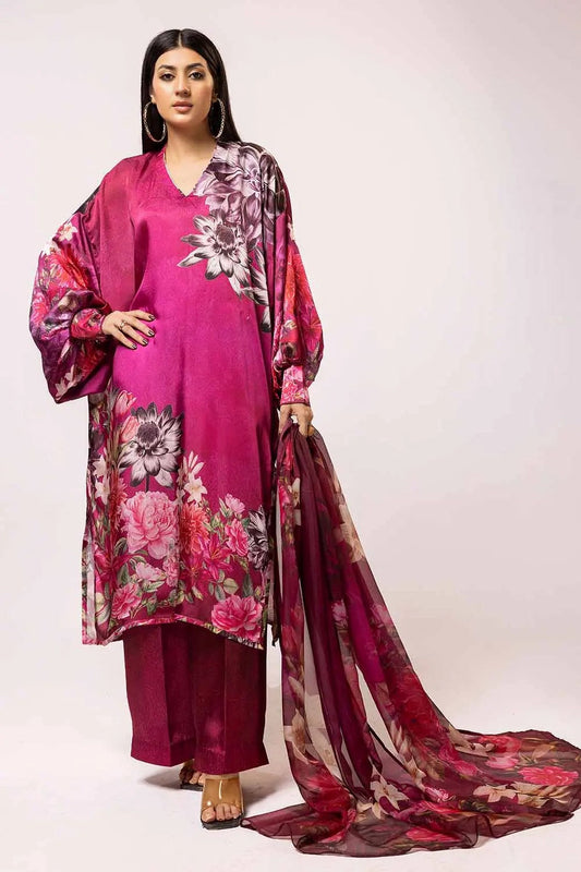 Picture of Gul Ahmed - La Soie Royal Silk Collection - 3PC Printed Silk Suit S-42006 - Unstitched - Available at Raja Sahib