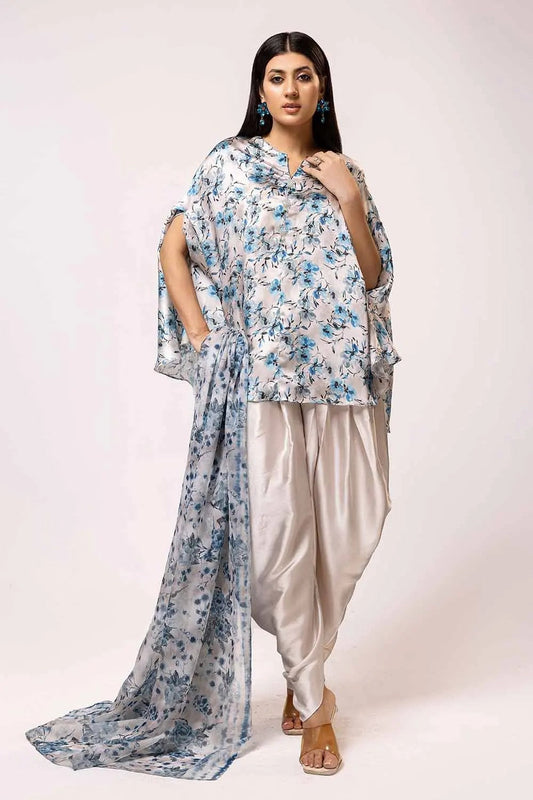 Picture of Gul Ahmed - La Soie Royal Silk Collection - 3PC Printed Silk Suit S-42007 - Unstitched - Available at Raja Sahib