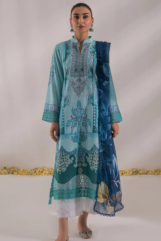 Picture of Raja Sahib - SH 07 AQUA BREEZE Nur Embroidered Prints Lawn Collection - Available at Raja Sahib