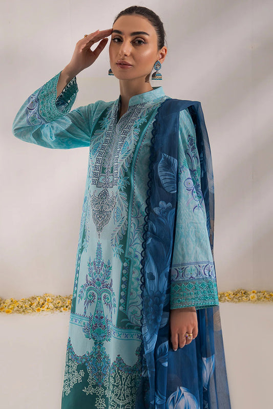 Picture of Raja Sahib - SH 07 AQUA BREEZE Nur Embroidered Prints Lawn Collection - Available at Raja Sahib