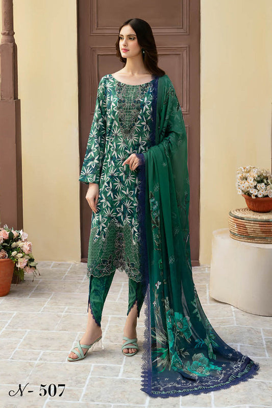 Picture of Ramsha - N 507 Rangrez Luxury Lawn Collection Vol 5 - Available at Raja Sahib