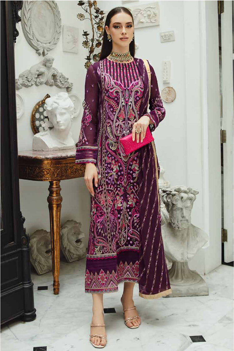 Picture of Freesia - SW23 502 PLUM Roshan Ariya Chiffon De Luxe - Available at Raja Sahib