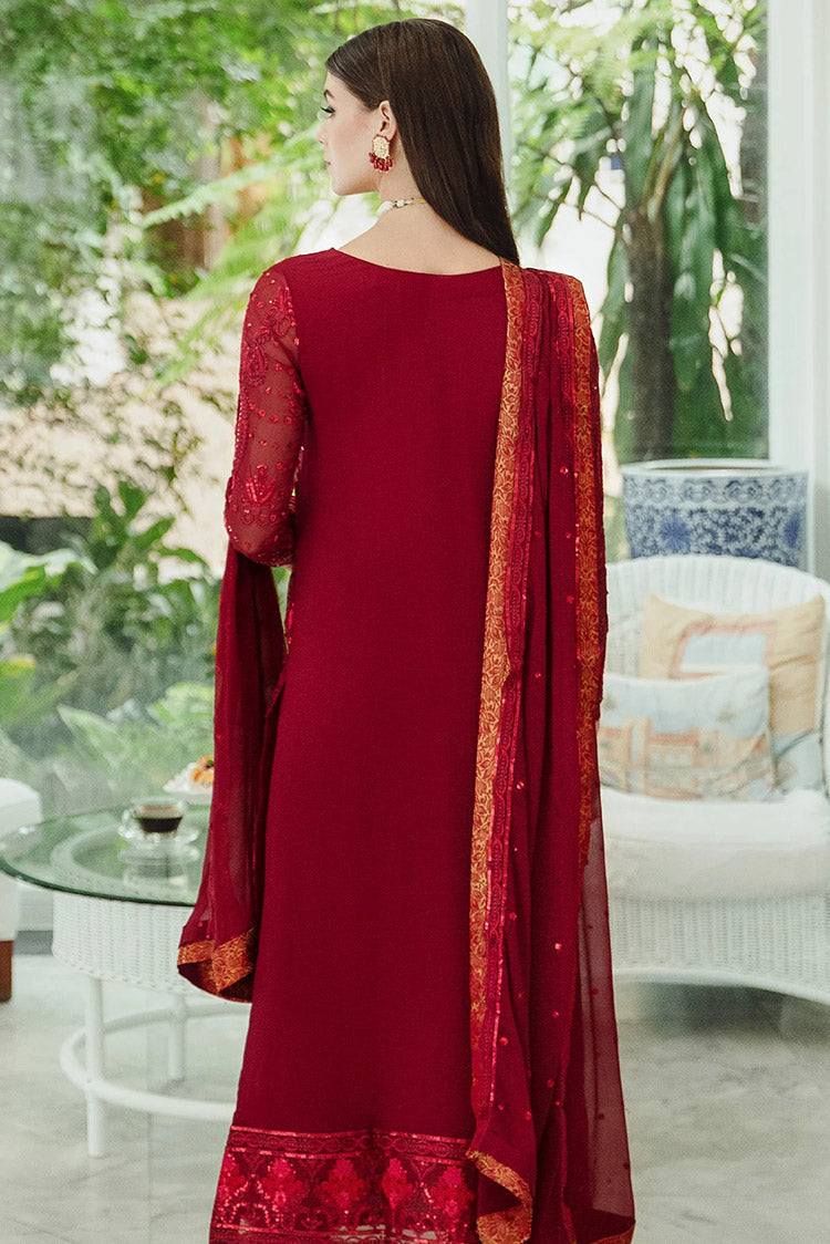 Picture of Freesia - SW23 506 Crimson Shadi Ariya Chiffon De Luxe - Available at Raja Sahib