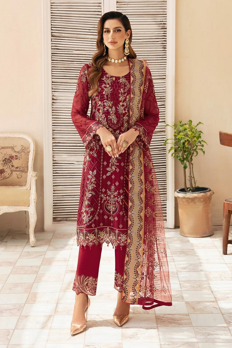 Picture of Ramsha - A 907 Chevron Embroidered Chiffon Collection Vol 9 - Available at Raja Sahib