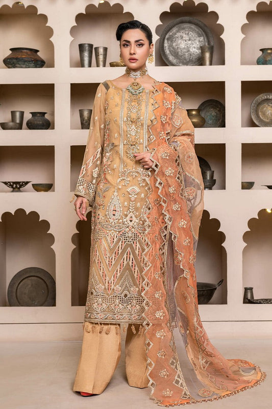 Picture of Janique - JJ Embelished Luxury Collection - D 03 Evening Gold - Unstitched - Available at Raja Sahib