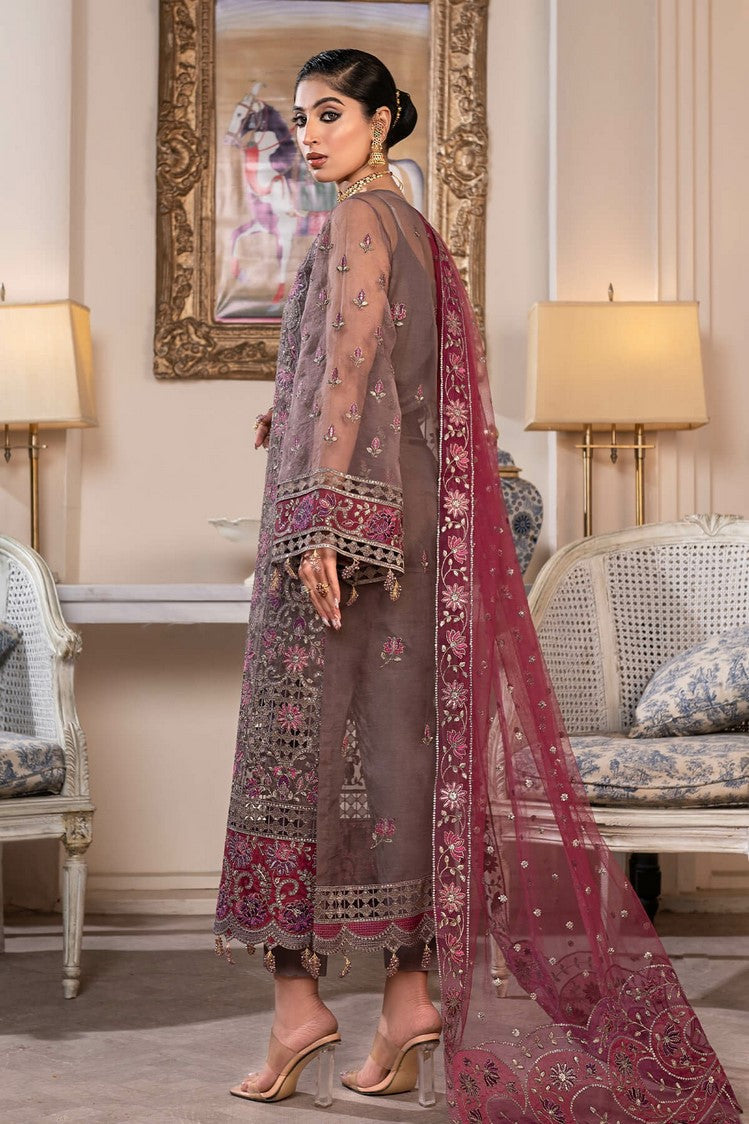 Picture of Janique - JJ Embelished Luxury Chiffon Collection Vol 2 - D 02 Burgundy Orchid - Unstitched - Available at Raja Sahib