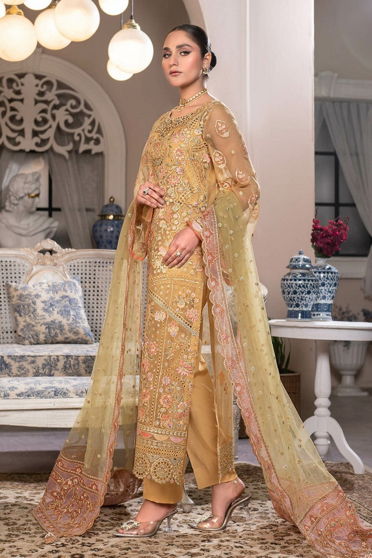 Picture of Janique - JJ Embelished Luxury Chiffon Collection Vol 2 - D 04 Amber Field - Unstitched - Available at Raja Sahib