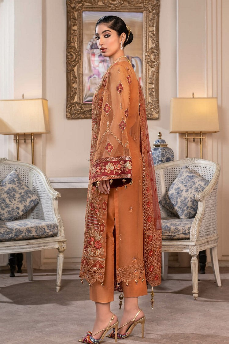 Picture of Janique - JJ Embelished Luxury Chiffon Collection Vol 2 - D 07 Barg Mustard - Unstitched - Available at Raja Sahib