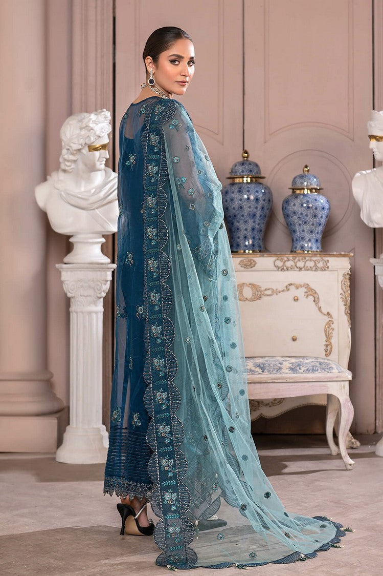 Picture of Janique - JJ Embelished Luxury Chiffon Collection Vol 2 - D 08 Groovy Blue - Unstitched - Available at Raja Sahib