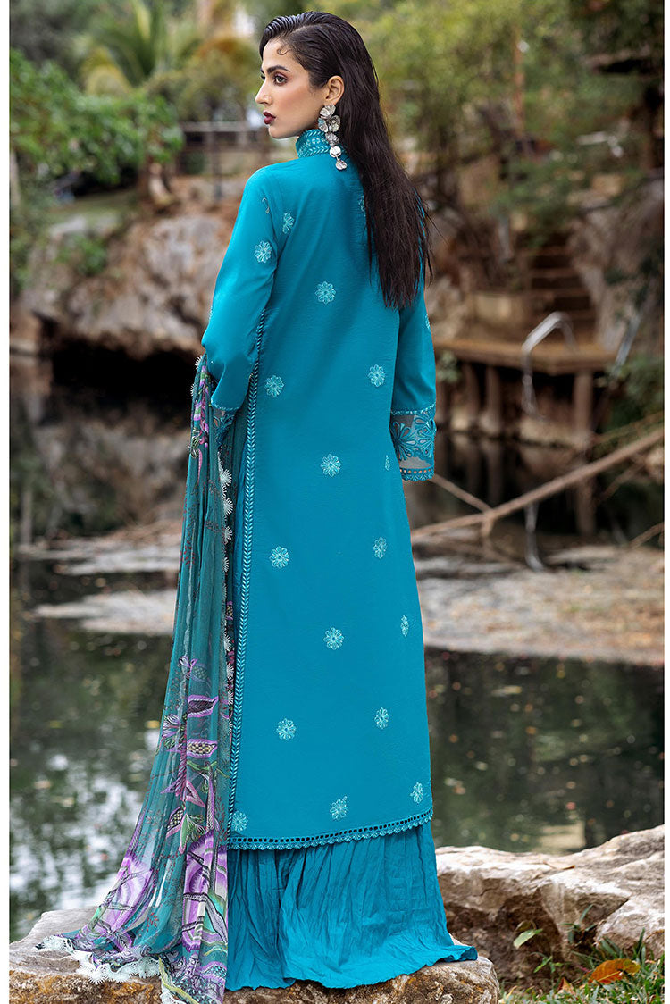 Picture of Roheenaz - RNZ 01A Delphinium Dahlia Embroidered Lawn Collection - Available at Raja Sahib