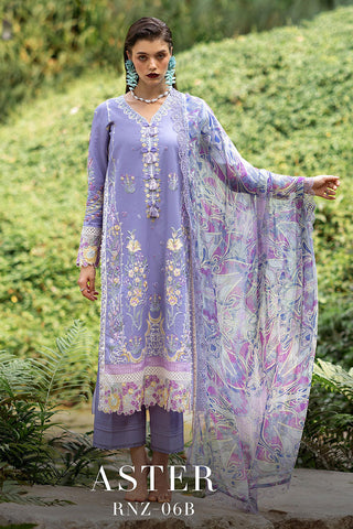 RNZ 06B Aster Dahlia Embroidered Lawn Collection