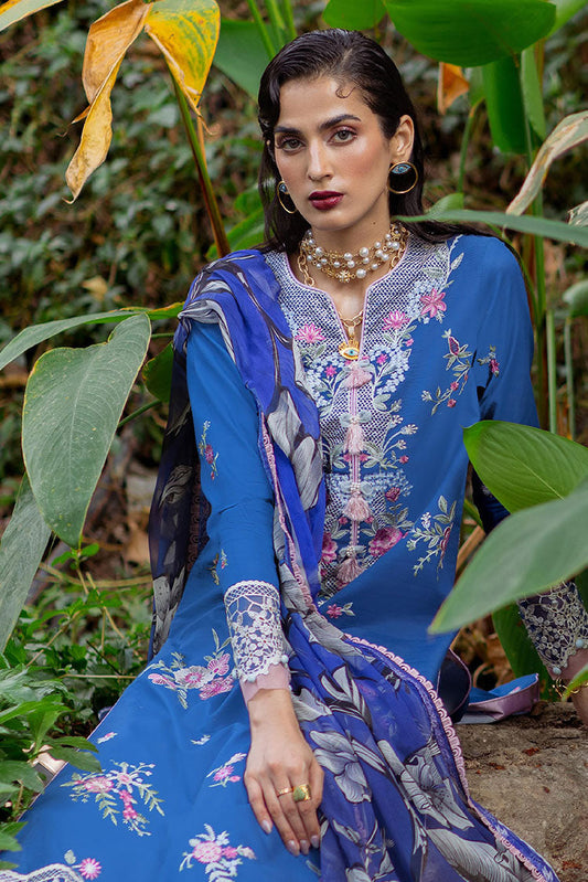 Picture of Roheenaz - RNZ 07A Bluebell Dahlia Embroidered Lawn Collection - Available at Raja Sahib