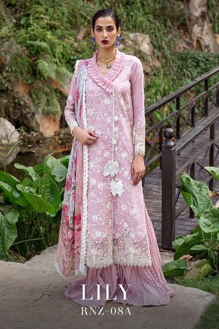 RNZ 08A Lily Dahlia Embroidered Lawn Collection