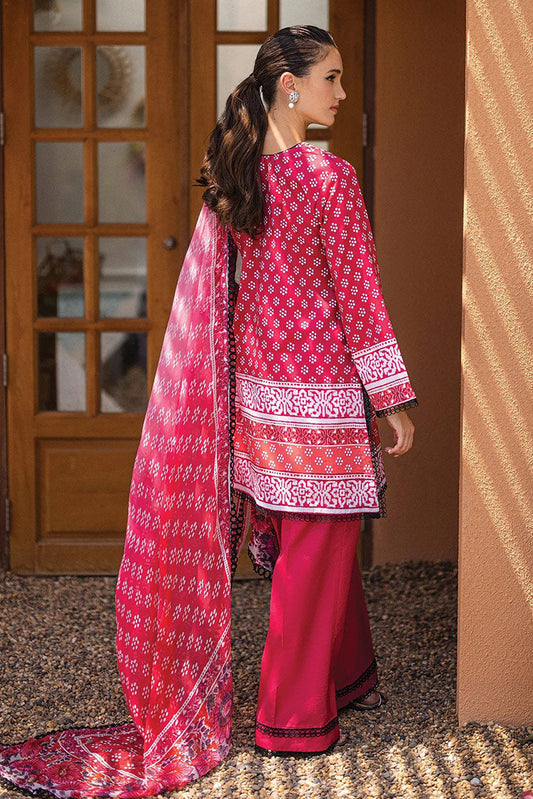 Picture of Roheenaz - RNZ 06B Coral Cascade Azalea Printed Lawn Collection - Available at Raja Sahib