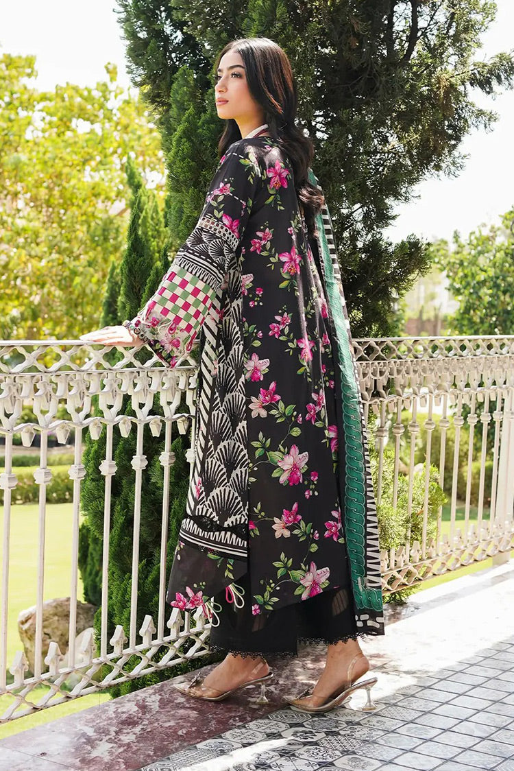 Picture of Elaf - EEP 02A Dark Floral Prints 2024 Printed Lawn Collection - Available at Raja Sahib