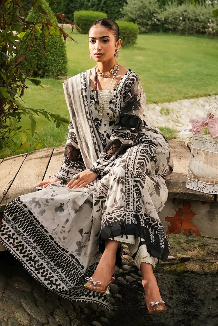 Picture of Elaf - EEP 07B Black Blossom Prints 2024 Printed Lawn Collection - Available at Raja Sahib