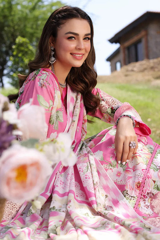 Picture of Elaf - ECK-03B PINK MUSE Print Chikankari Collection Vol 2 - Available at Raja Sahib