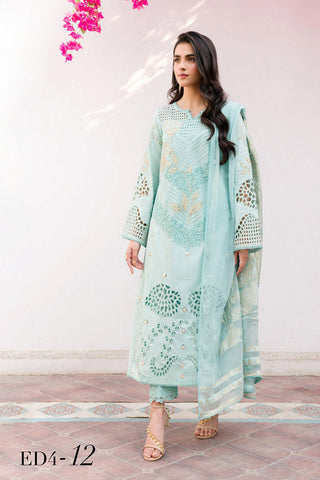 ED4-12 Eid Festival Premium Embroidered & Hand work Lawn Collection Vol 1