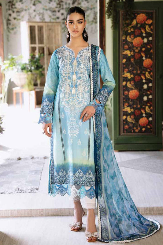 Picture of Roheenaz - RNP 01B Azure Flora Printed Lawn Collection - Available at Raja Sahib