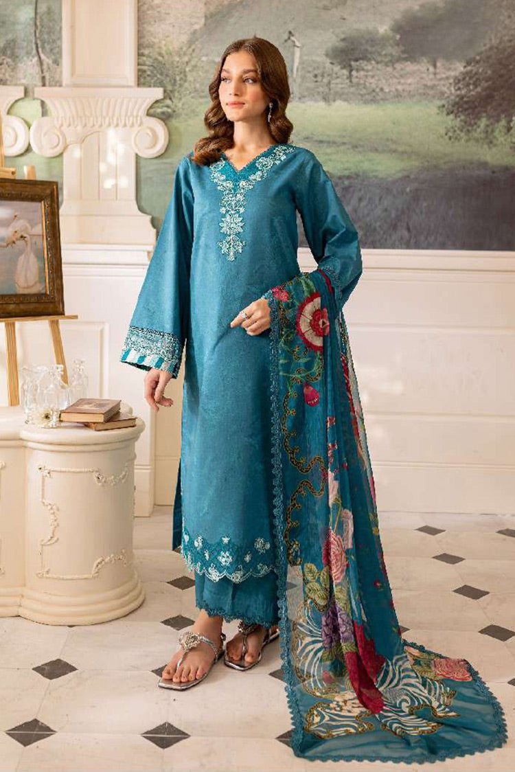 Picture of Farasha - 08-PERIWINKLE Seraya Embroidered Lawn Collection - Available at Raja Sahib