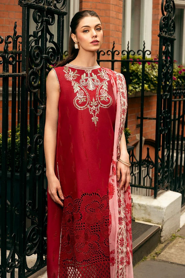 Picture of Mushq - HMC 06 Crimson Chic Odyssey Hemline Luxury Lawn Collection Vol 2 - Available at Raja Sahib