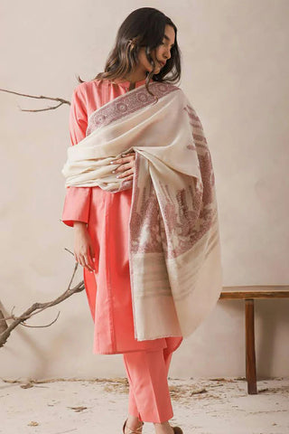 Picture of Asim Jofa - Shawl Collection - AJHS-22 JACQUARD VELVET BORDER SHAWL 1 PC - Available at Raja Sahib