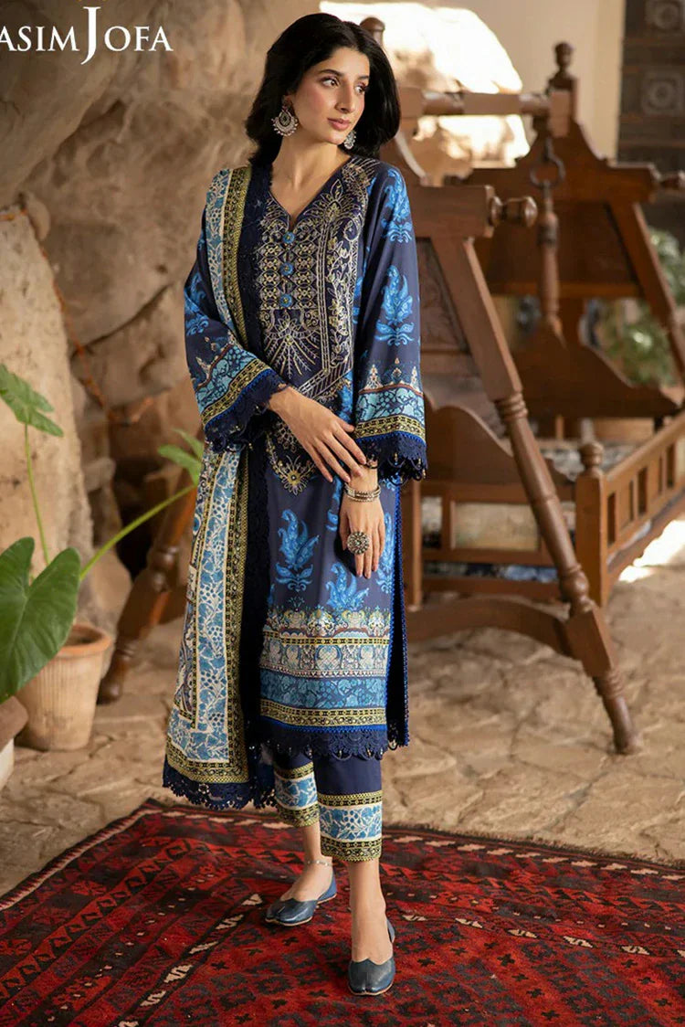 Picture of Asim Jofa - Winter Collection - AJUW-16 EMBROIDERED VISCOSE 3 Pcs - Unstitched - Available at Raja Sahib