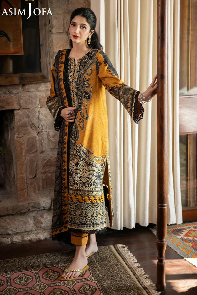 Picture of Asim Jofa - Winter Collection - AJUW-23 EMBROIDERED VISCOSE 3 Pcs - Unstitched - Available at Raja Sahib