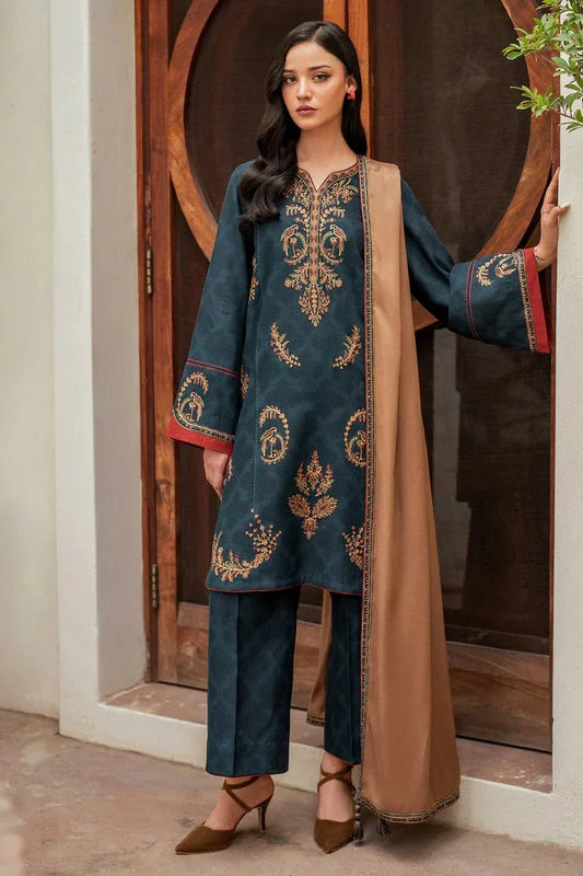 Jazmin - Winter Prints Vol 2 - EMBROIDERED JACQUARD KHADDAR UW-0116 - Unstitched