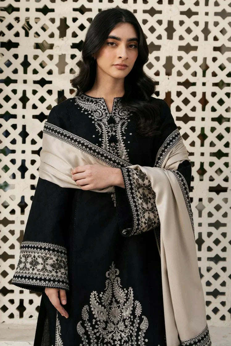 Picture of Jazmin - Winter Prints Vol 3 - EMBROIDERED JACQUARD KHADDAR UW-0129 - Unstitched - Available at Raja Sahib