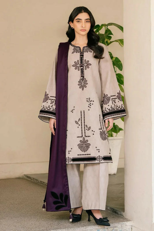 Picture of Jazmin - Winter Prints Vol 3 - EMBROIDERED JACQUARD KHADDAR UW-0136 - Unstitched - Available at Raja Sahib