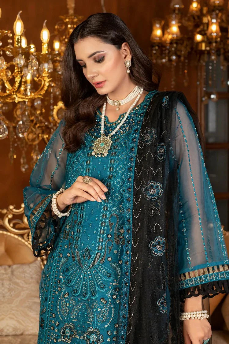 Picture of Janique - Luxury Chiffon Collection Vol 4 - D-031 Cobalt blue - Unstitched - Available at Raja Sahib