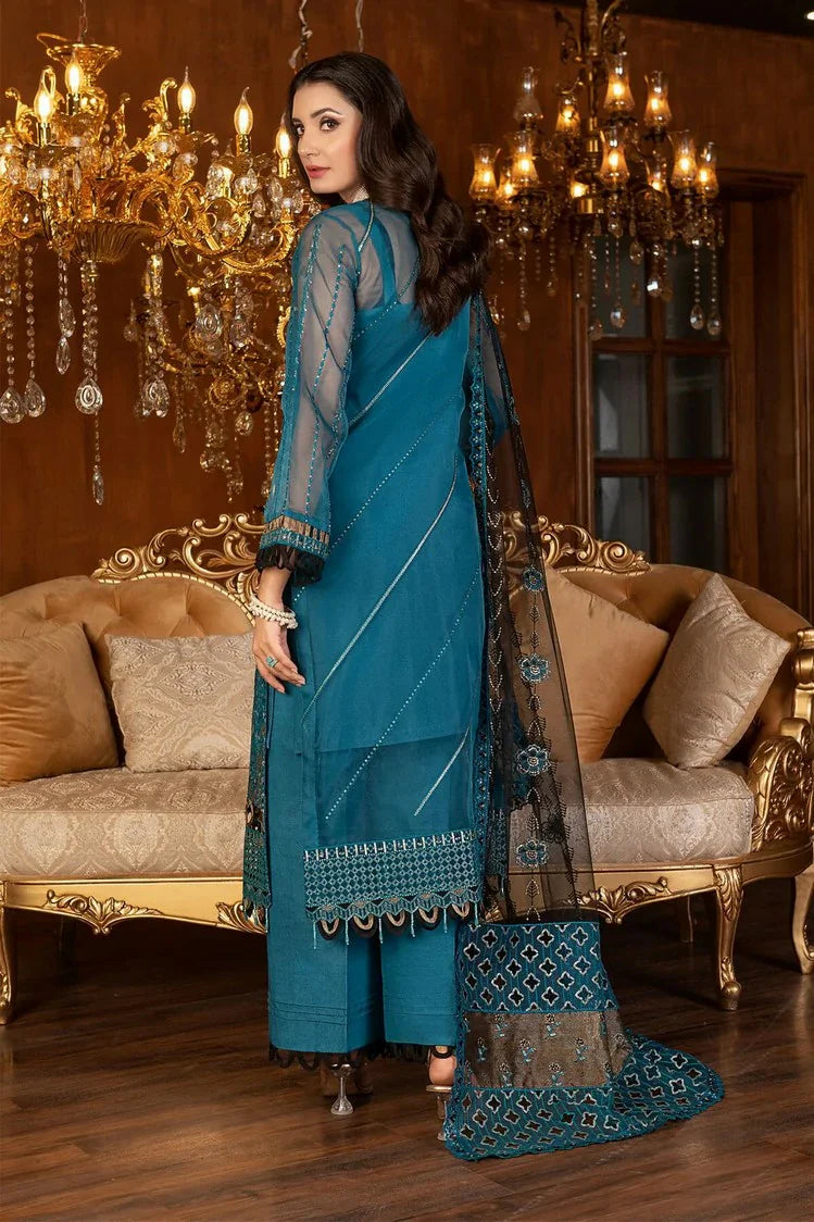 Picture of Janique - Luxury Chiffon Collection Vol 4 - D-031 Cobalt blue - Unstitched - Available at Raja Sahib