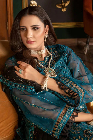 Picture of Janique - Luxury Chiffon Collection Vol 4 - D-031 Cobalt blue - Unstitched - Available at Raja Sahib