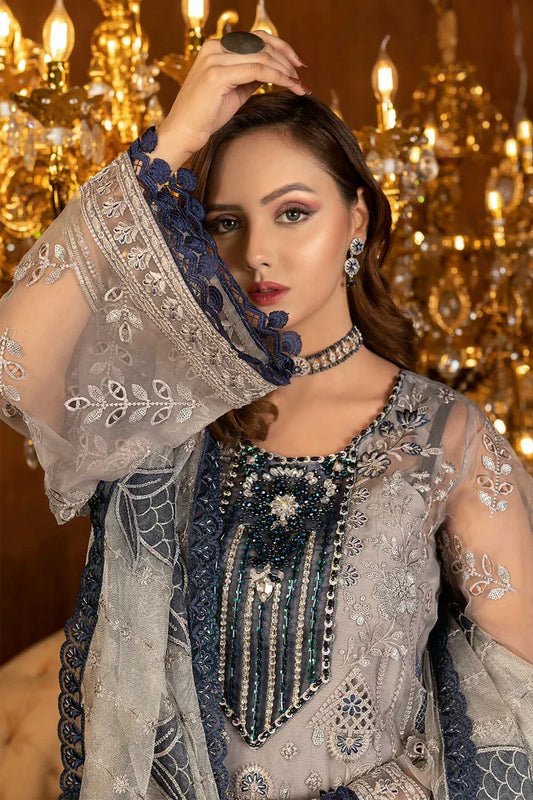 Picture of Janique - Luxury Chiffon Collection Vol 4 - D-033 Metallic grey - Unstitched - Available at Raja Sahib