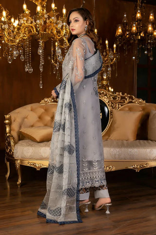 Picture of Janique - Luxury Chiffon Collection Vol 4 - D-033 Metallic grey - Unstitched - Available at Raja Sahib