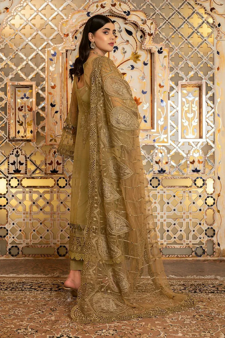 Picture of Janique - Luxury Chiffon Collection Vol 4 - D-035 Saffron - Unstitched - Available at Raja Sahib