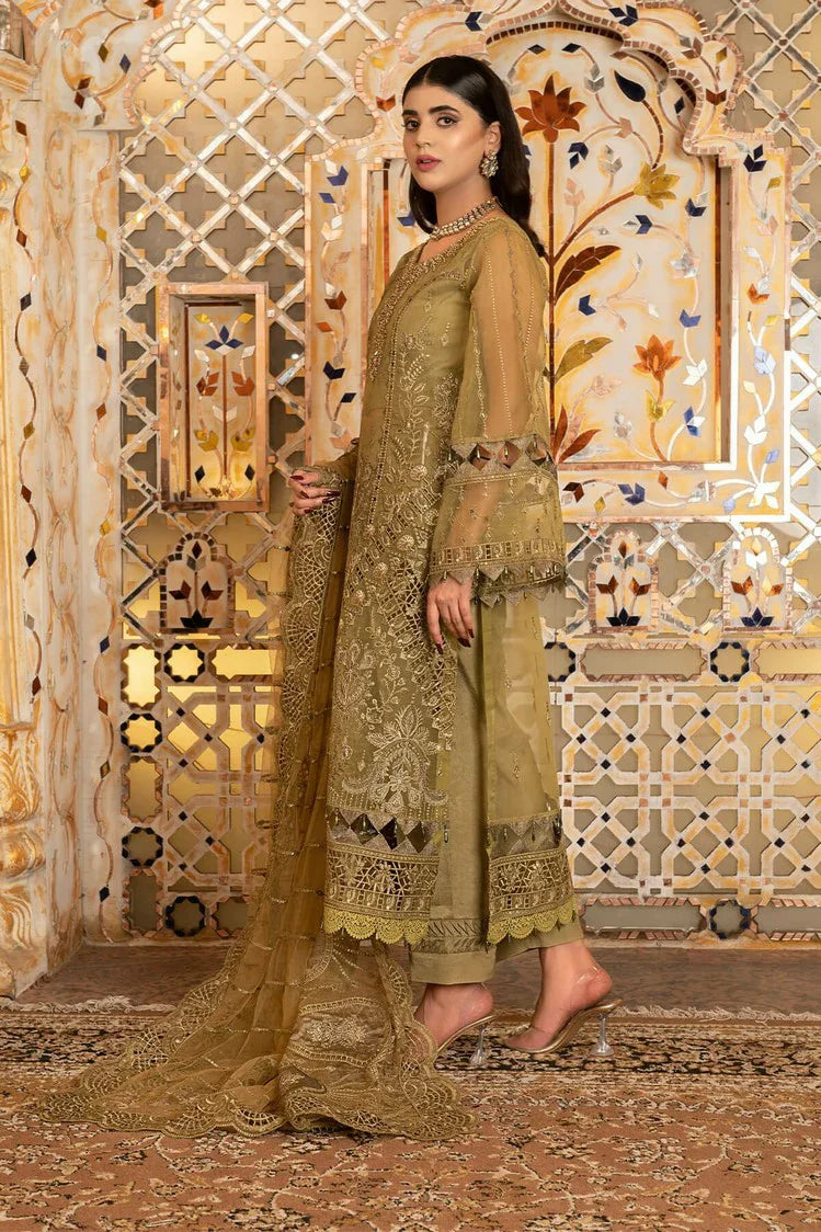 Picture of Janique - Luxury Chiffon Collection Vol 4 - D-035 Saffron - Unstitched - Available at Raja Sahib