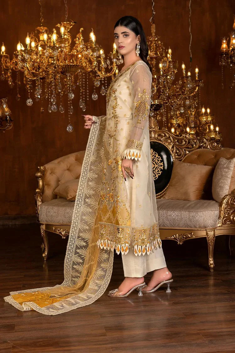 Picture of Janique - Luxury Chiffon Collection Vol 4 - D-037 Gold - Unstitched - Available at Raja Sahib