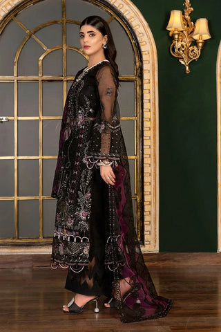 Picture of Janique - Luxury Chiffon Collection Vol 4 - D-038 Raven black - Unstitched - Available at Raja Sahib