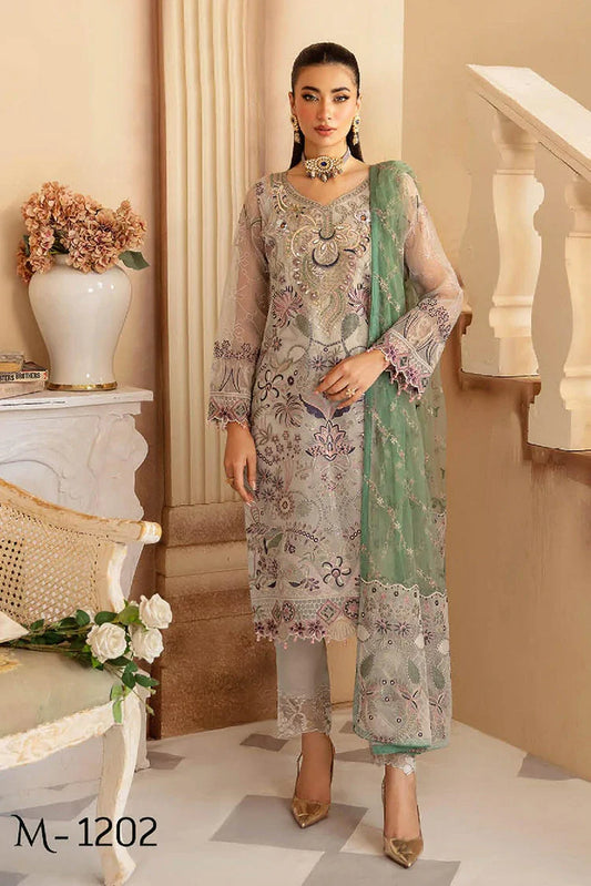 Picture of Ramsha - Minhal Embroidered Organza Collection Vol 12 - M-1202 - Unstitched - Available at Raja Sahib