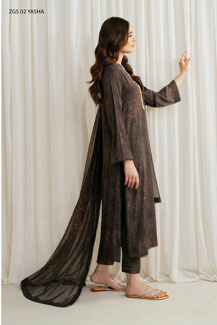 Picture of Zarif - Printed Georgette Silk Collection - ZGS-02 Yasha - Unstitched - Available at Raja Sahib