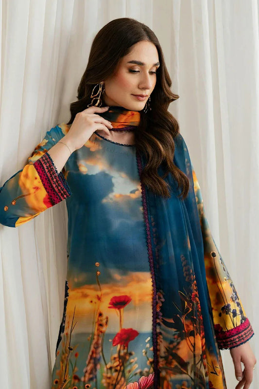 Zarif - Printed Georgette Silk Collection - ZGS-04 Ocean - Unstitched